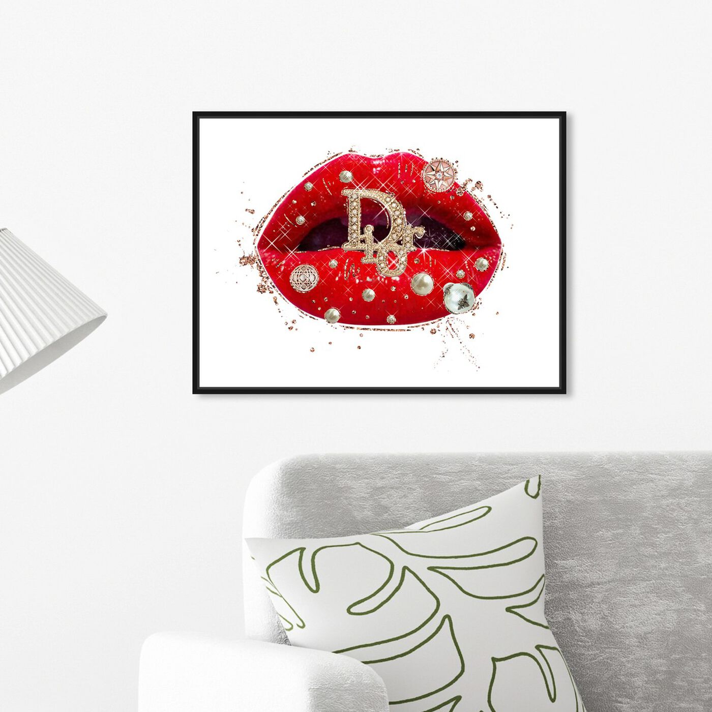 Hanging view of Pearls on Red Lips featuring fashion and glam and lips art.