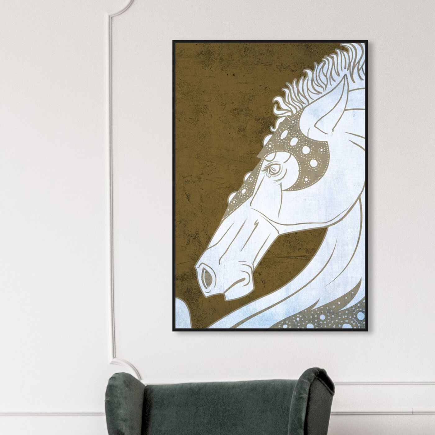 Hanging view of Gold Stallion featuring animals and farm animals art.