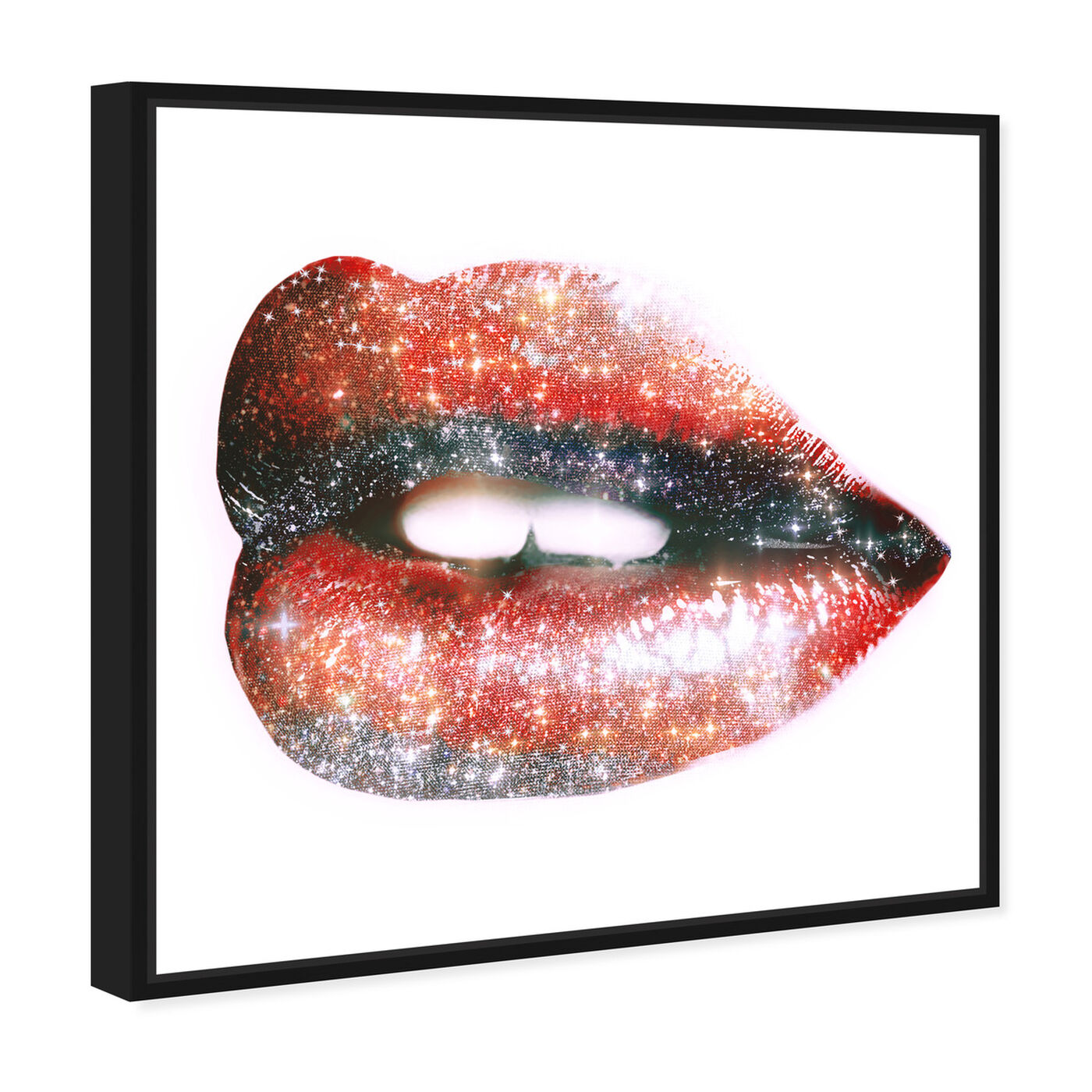 Angled view of Lips and Rhinestones II featuring fashion and glam and lips art.
