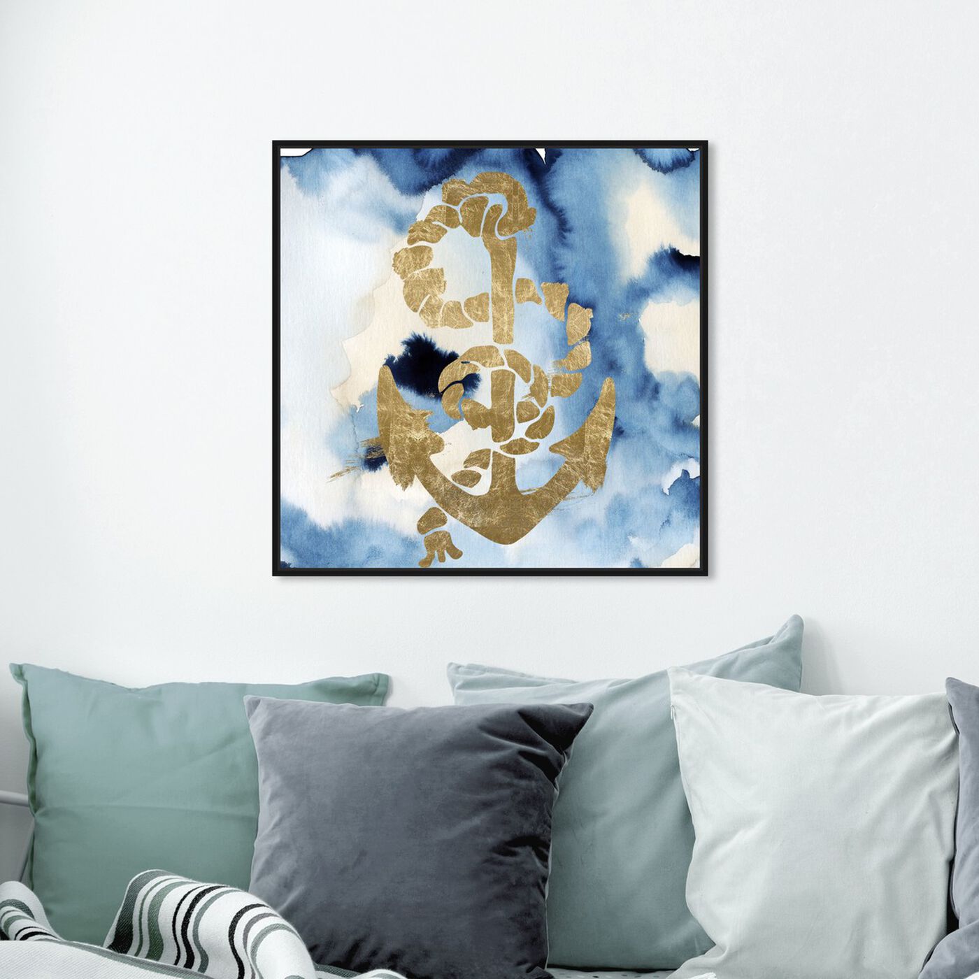 Hanging view of Anchors Away! featuring nautical and coastal and nautical watercrafts art.