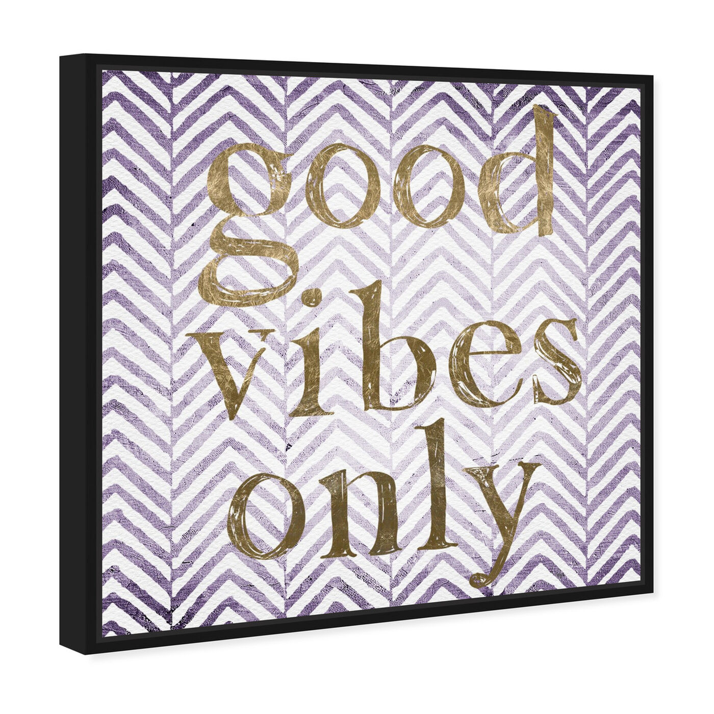 Angled view of Good Vibes Only - Tan featuring typography and quotes and inspirational quotes and sayings art.
