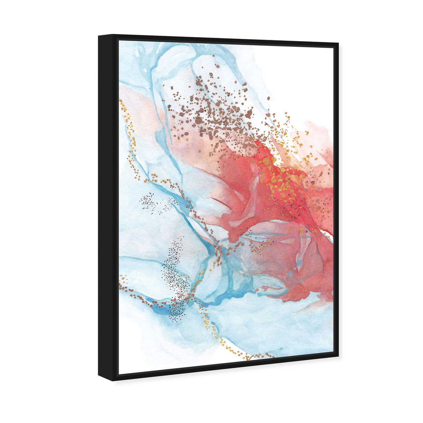 Angled view of Golden Dots I featuring abstract and watercolor art.
