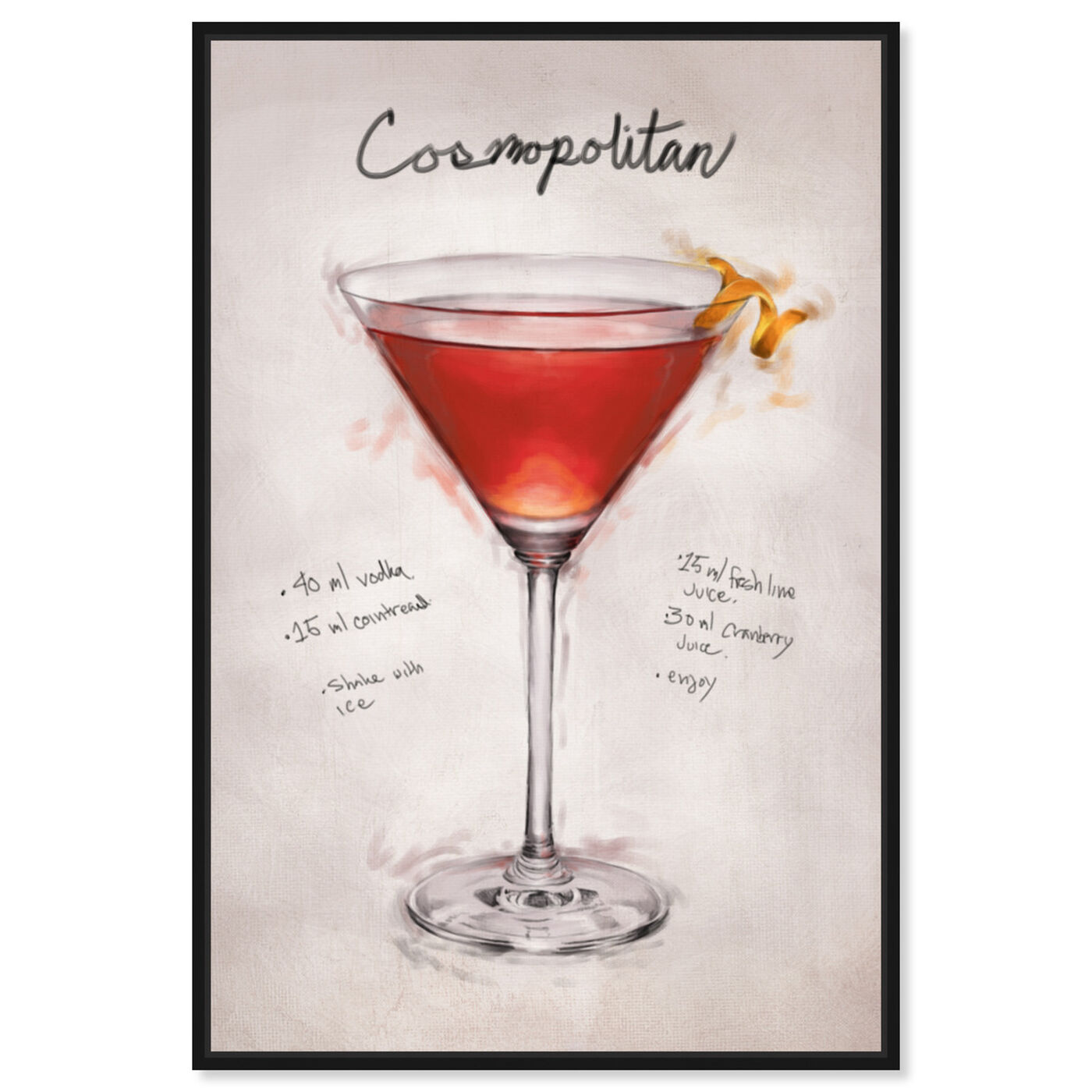 Front view of Cosmopolitan featuring drinks and spirits and cocktails art.