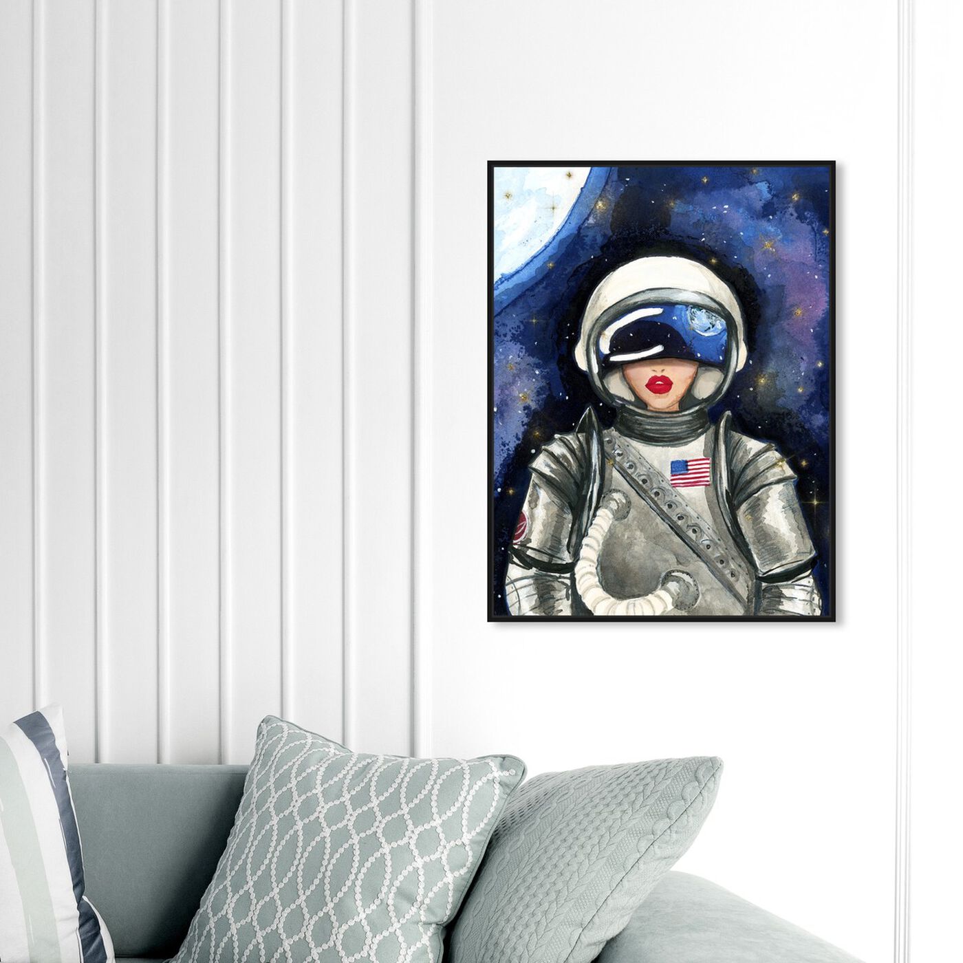 Hanging view of Astronaut Lips featuring fashion and glam and lips art.
