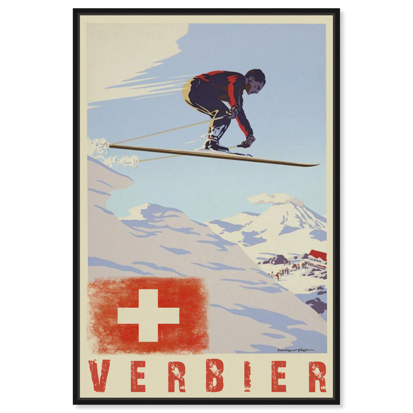 Front view of Verbier featuring advertising and posters art.