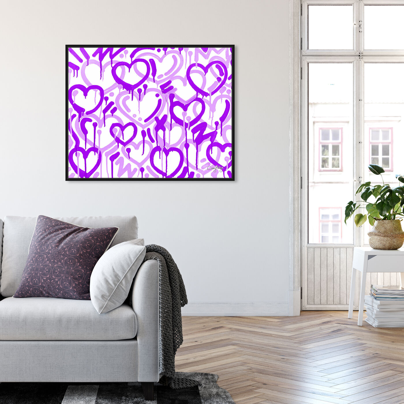 Hanging view of Corey Paige - Purple & White Electric Love  featuring fashion and glam and hearts art.