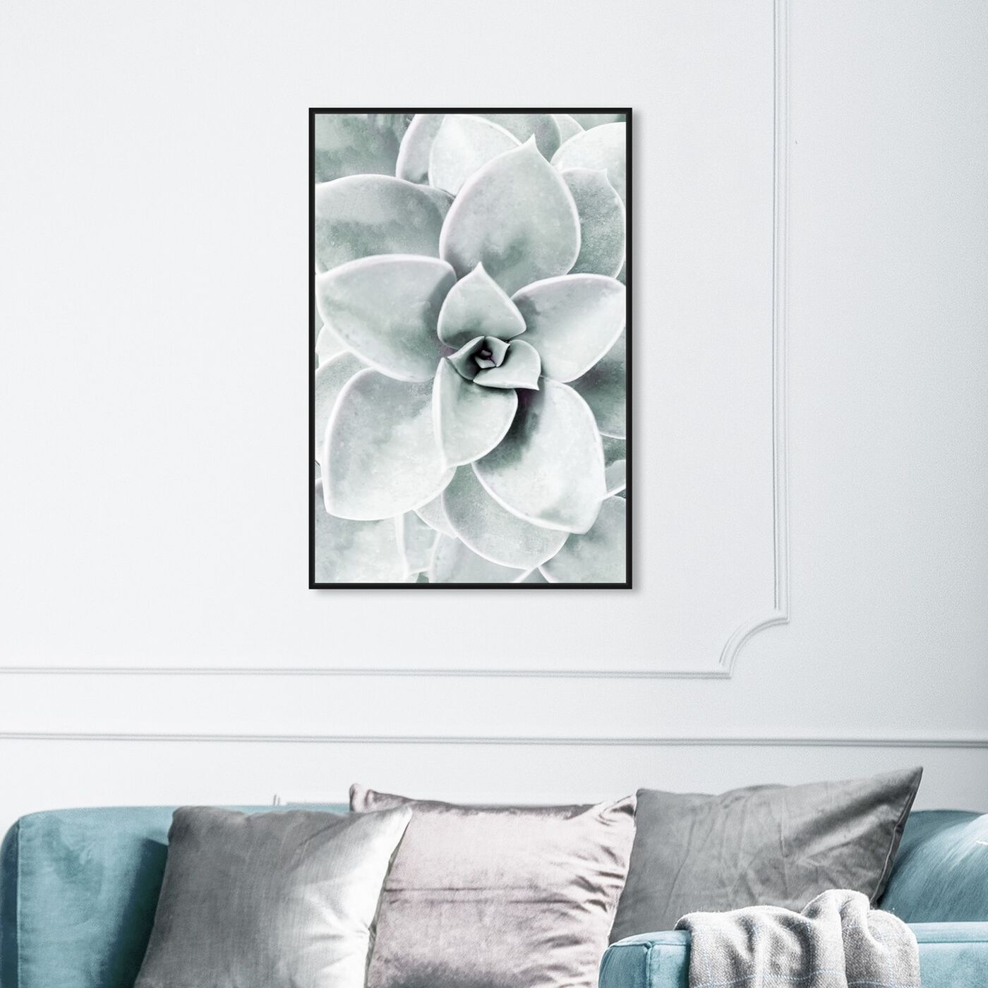 Hanging view of Succulent Zoom I featuring floral and botanical and botanicals art.