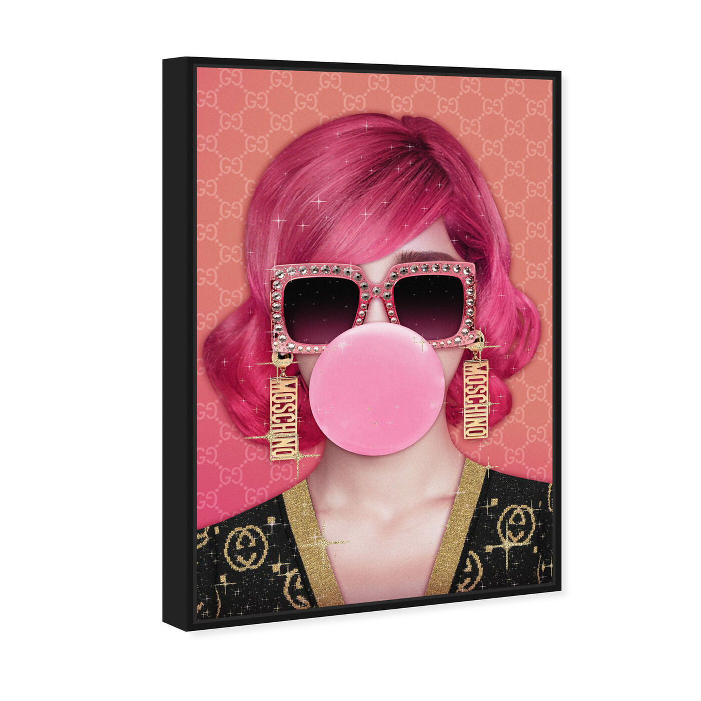 Angled view of Haute Strawberry Bubblegum featuring fashion and glam and portraits art.