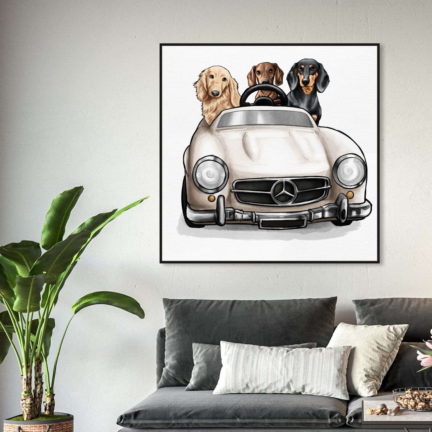 Hanging view of Strolling in Style dachshunds featuring animals and dogs and puppies art.