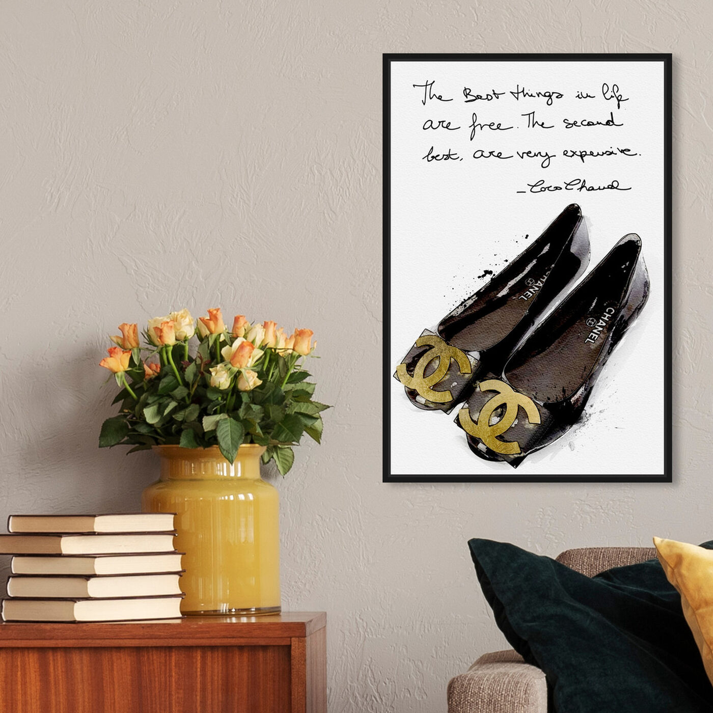 Hanging view of The Best Things in Flats featuring typography and quotes and fashion quotes and sayings art.