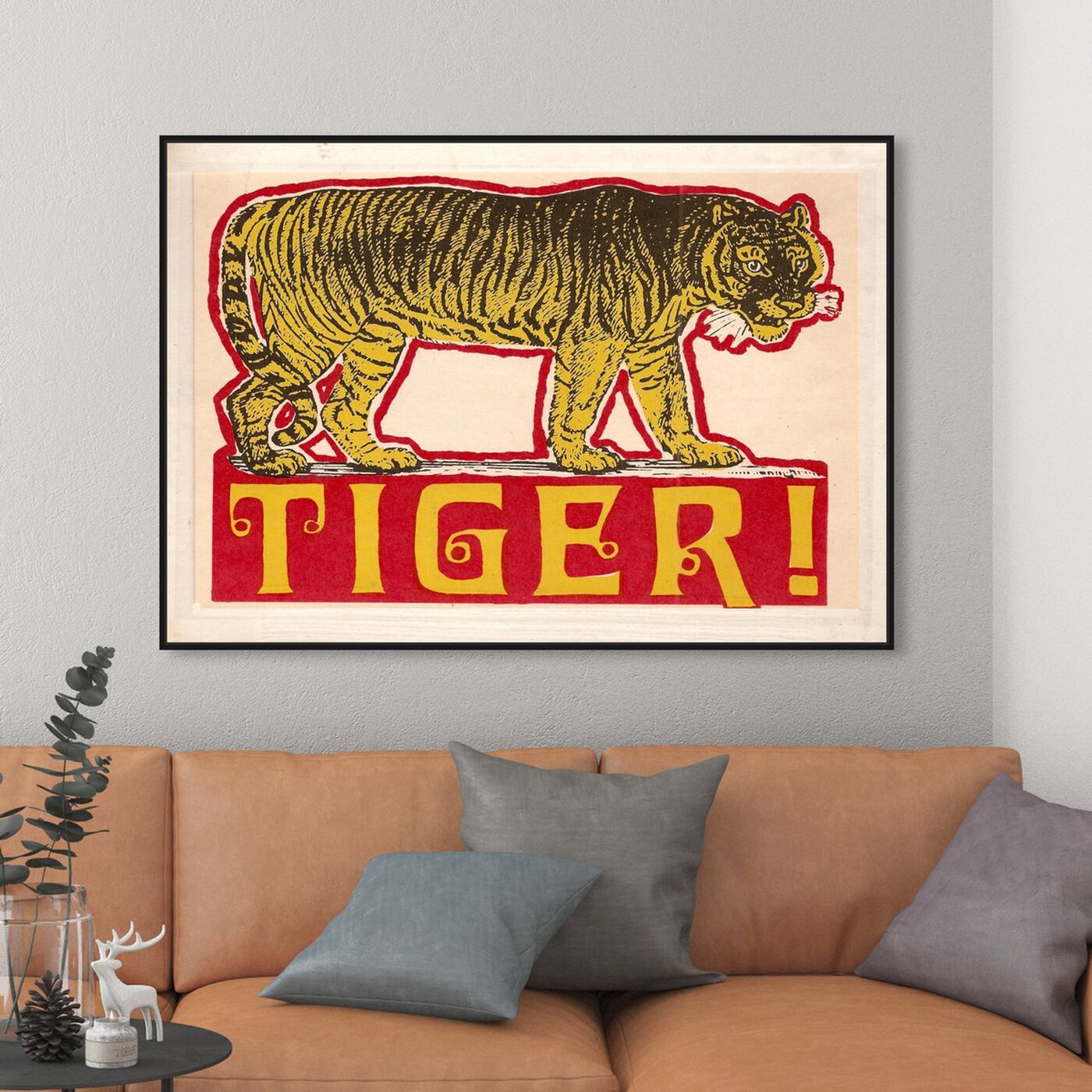 Hanging view of Indian Tiger featuring advertising and posters art.