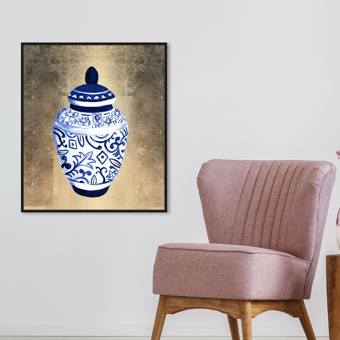 Hanging view of Chinese Porcelain featuring floral and botanical and florals art.