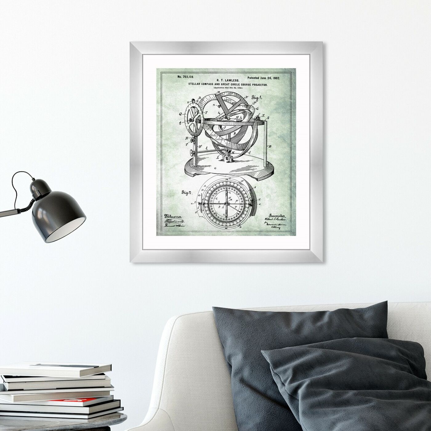 Hanging view of Stellar Compass 1902 featuring nautical and coastal and nautical terms art.