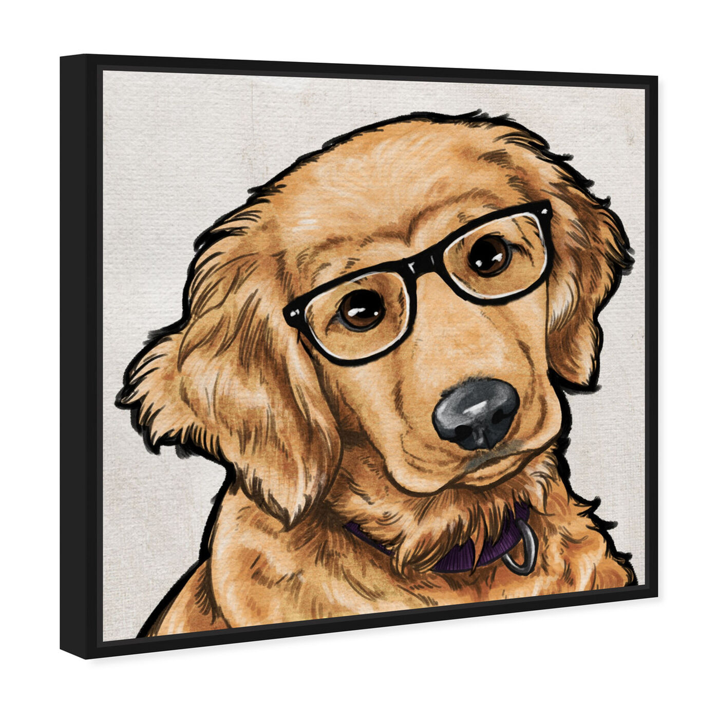 Angled view of Golden Nerd featuring animals and dogs and puppies art.