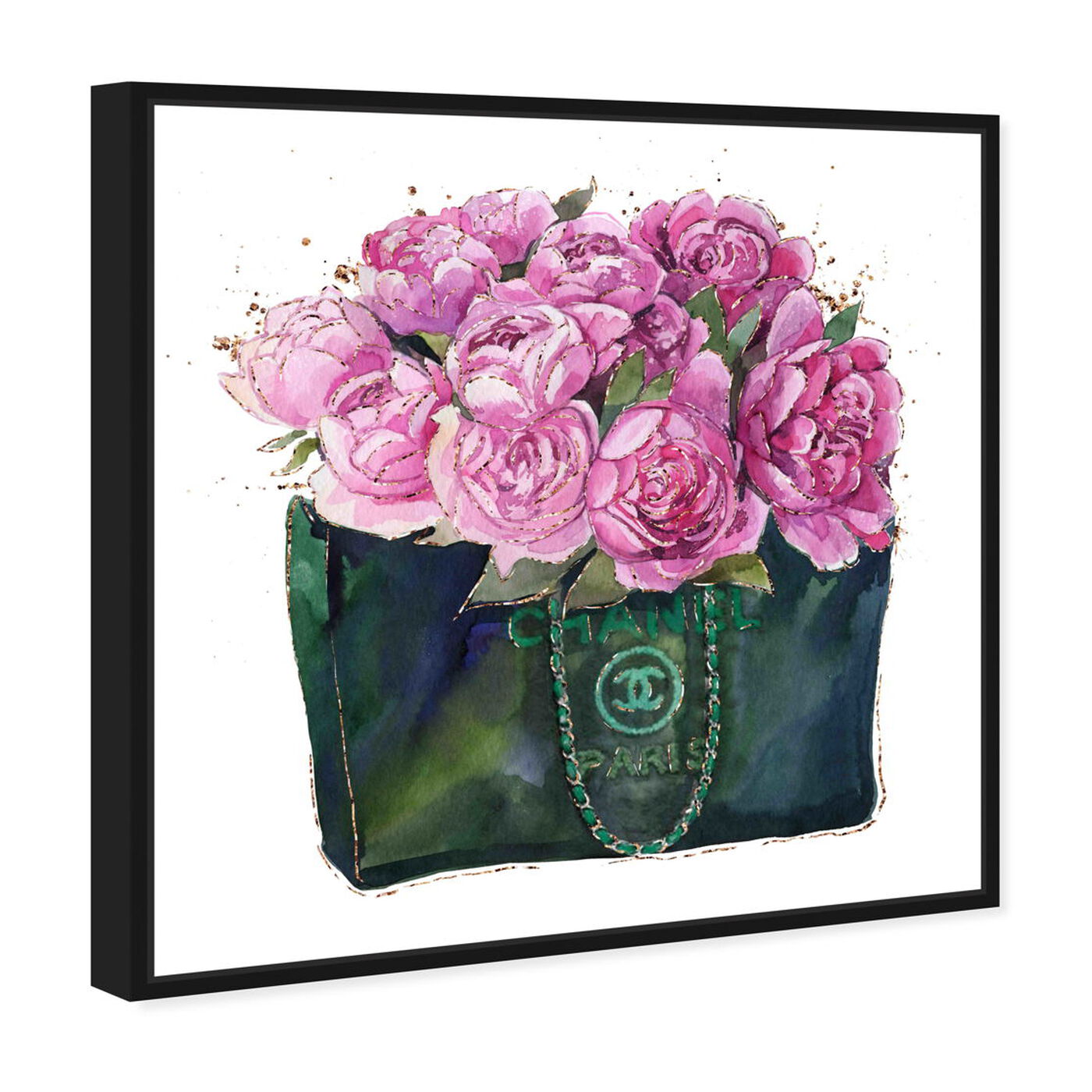 Angled view of Floral Fashion bag featuring fashion and glam and handbags art.