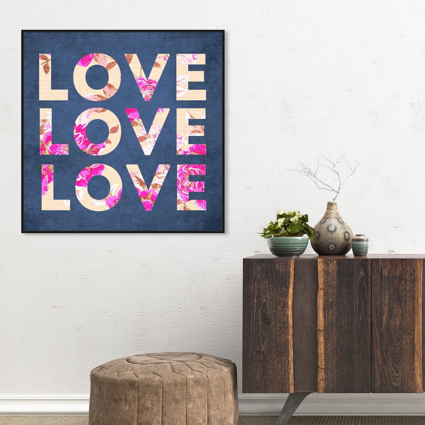 Hanging view of Love Triple featuring typography and quotes and love quotes and sayings art.