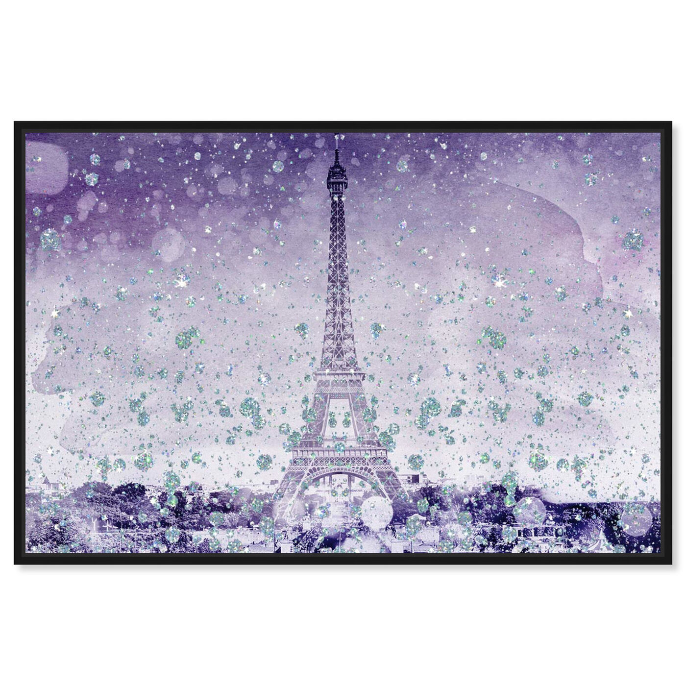 Front view of Eiffel Violet featuring cities and skylines and european cities art.