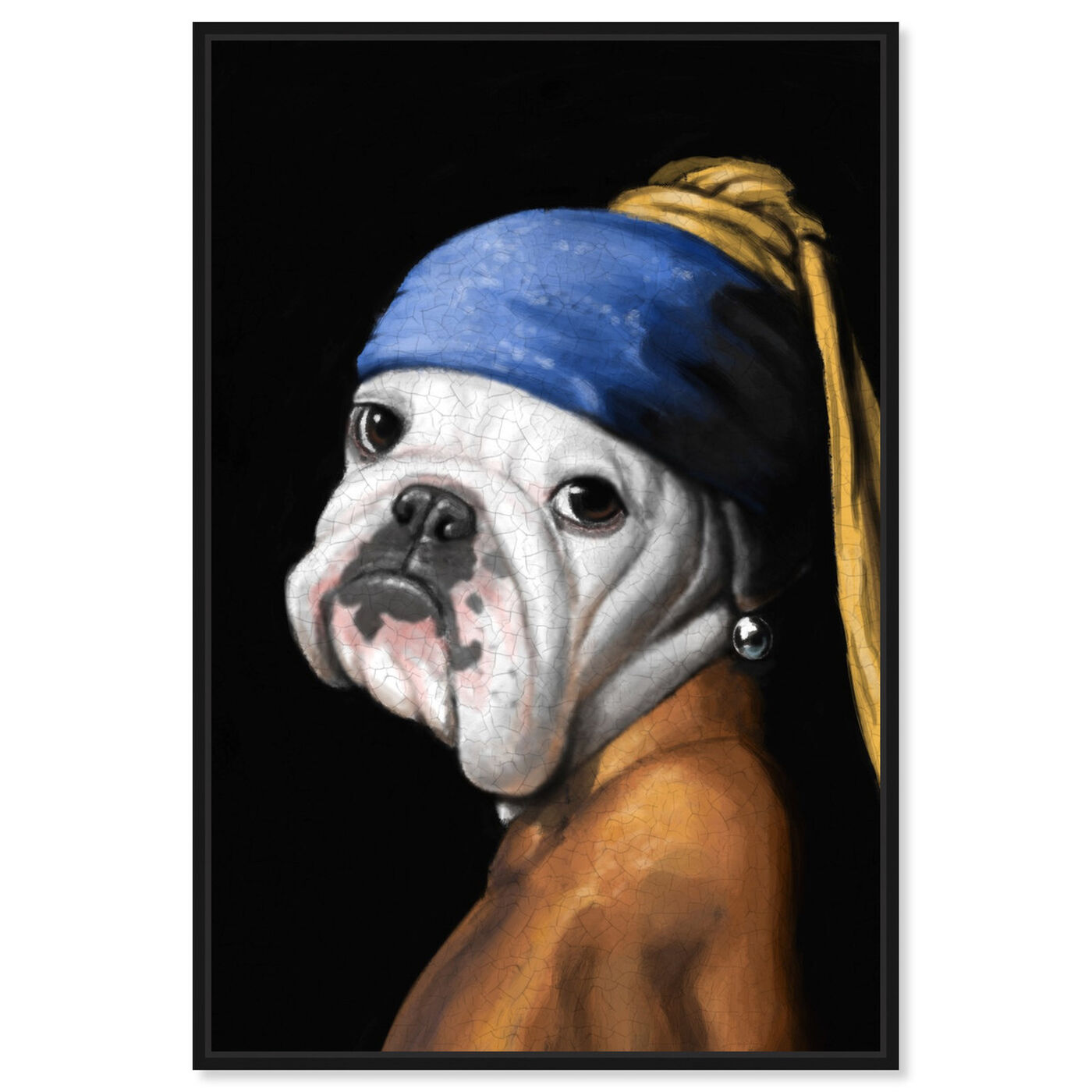 Front view of Dog With the Pearl Earring featuring classic and figurative and classic art.