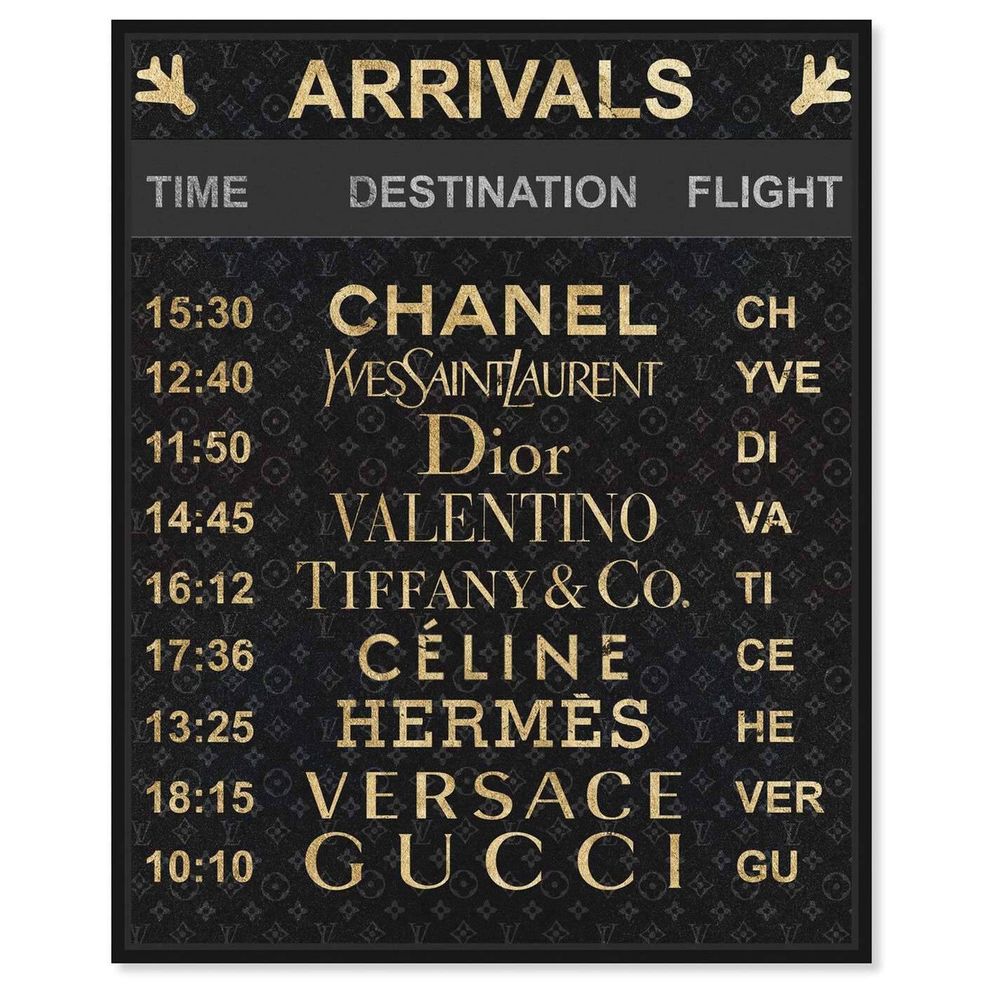 Front view of Luxe Arrivals featuring fashion and glam and travel essentials art.