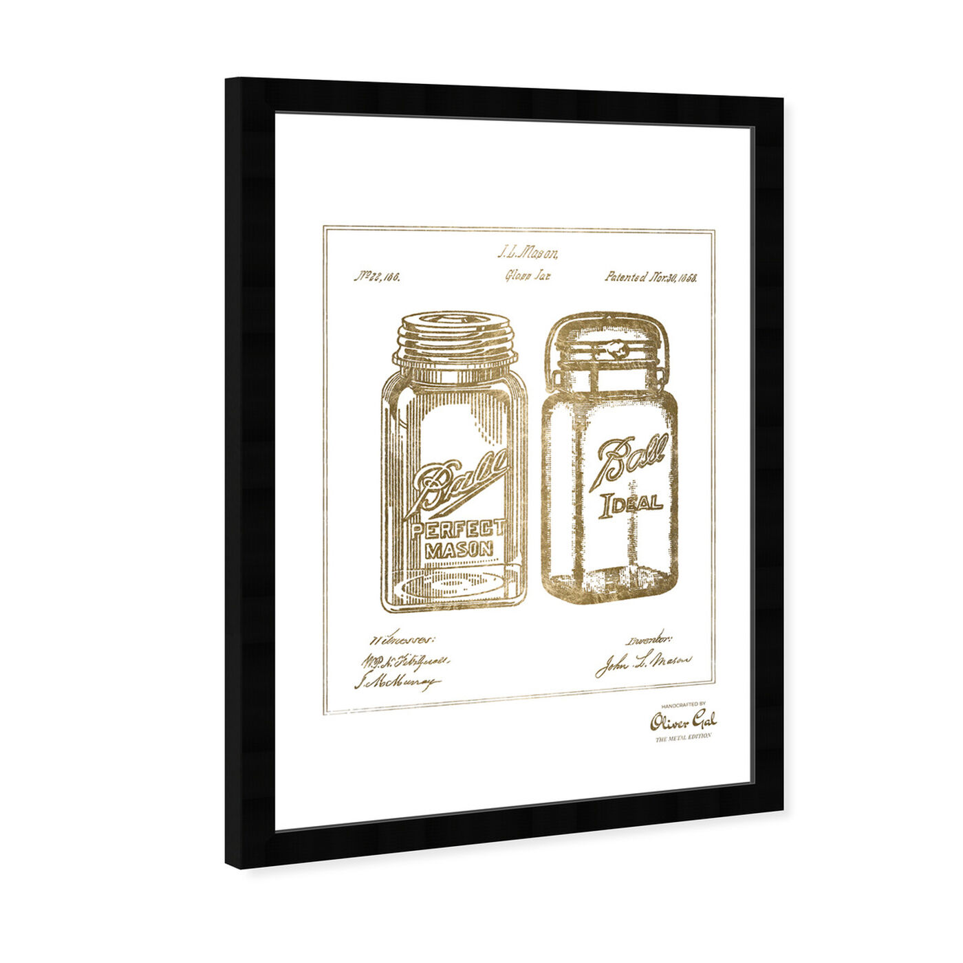 Angled view of Mason Jar - Adapted 1853 - Noir Gold featuring food and cuisine and kitchen art.