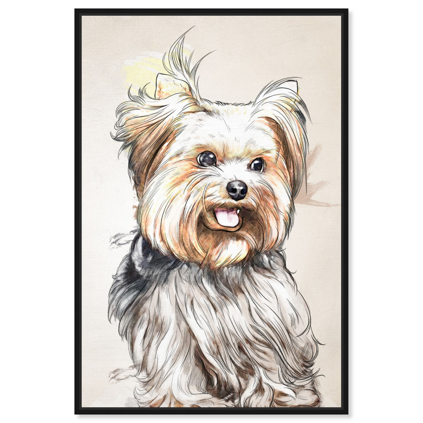 Front view of Yorkie Watercolor featuring animals and dogs and puppies art.
