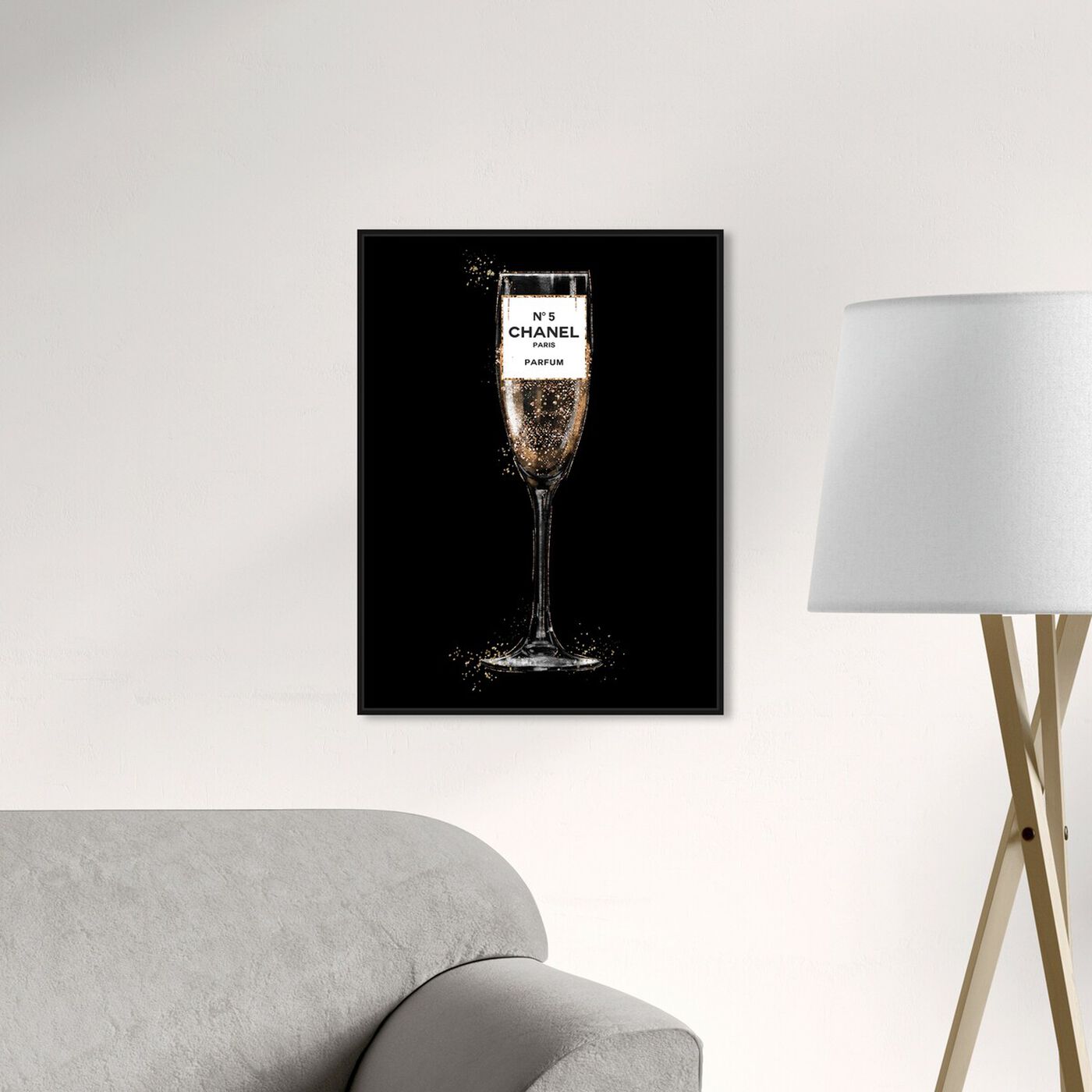 Hanging view of Glam Bubbly Champagne Perfume Black featuring fashion and glam and lifestyle art.