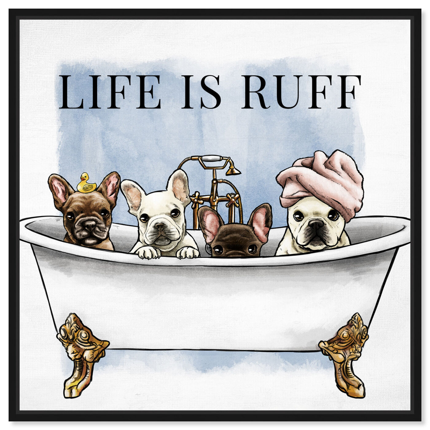 Front view of Life is Ruff featuring bath and laundry and bathtubs art.