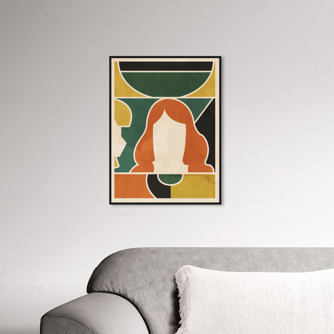 Hanging view of Girl at the Window featuring abstract and geometric art.