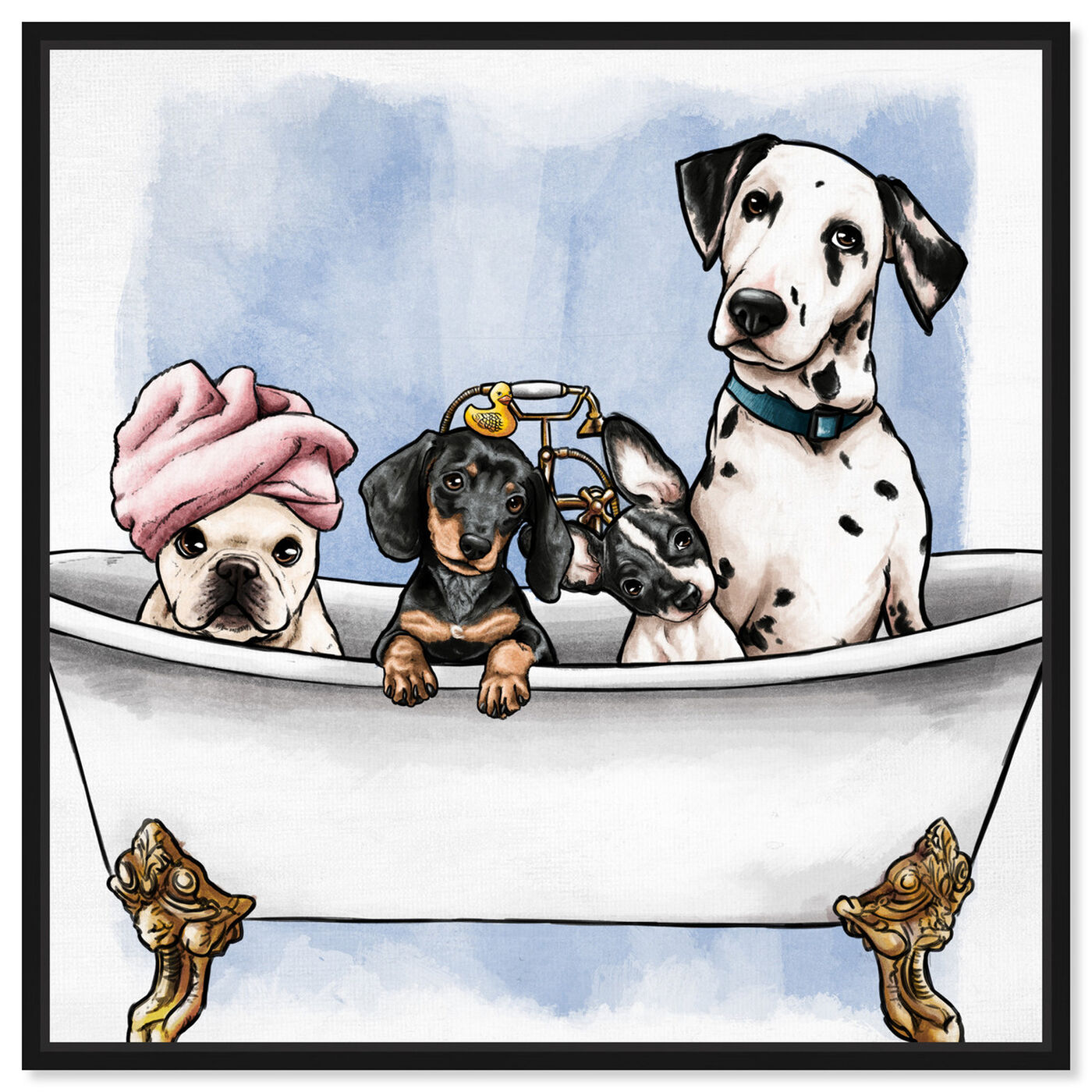 Front view of Pets In The Tub featuring bath and laundry and bathtubs art.