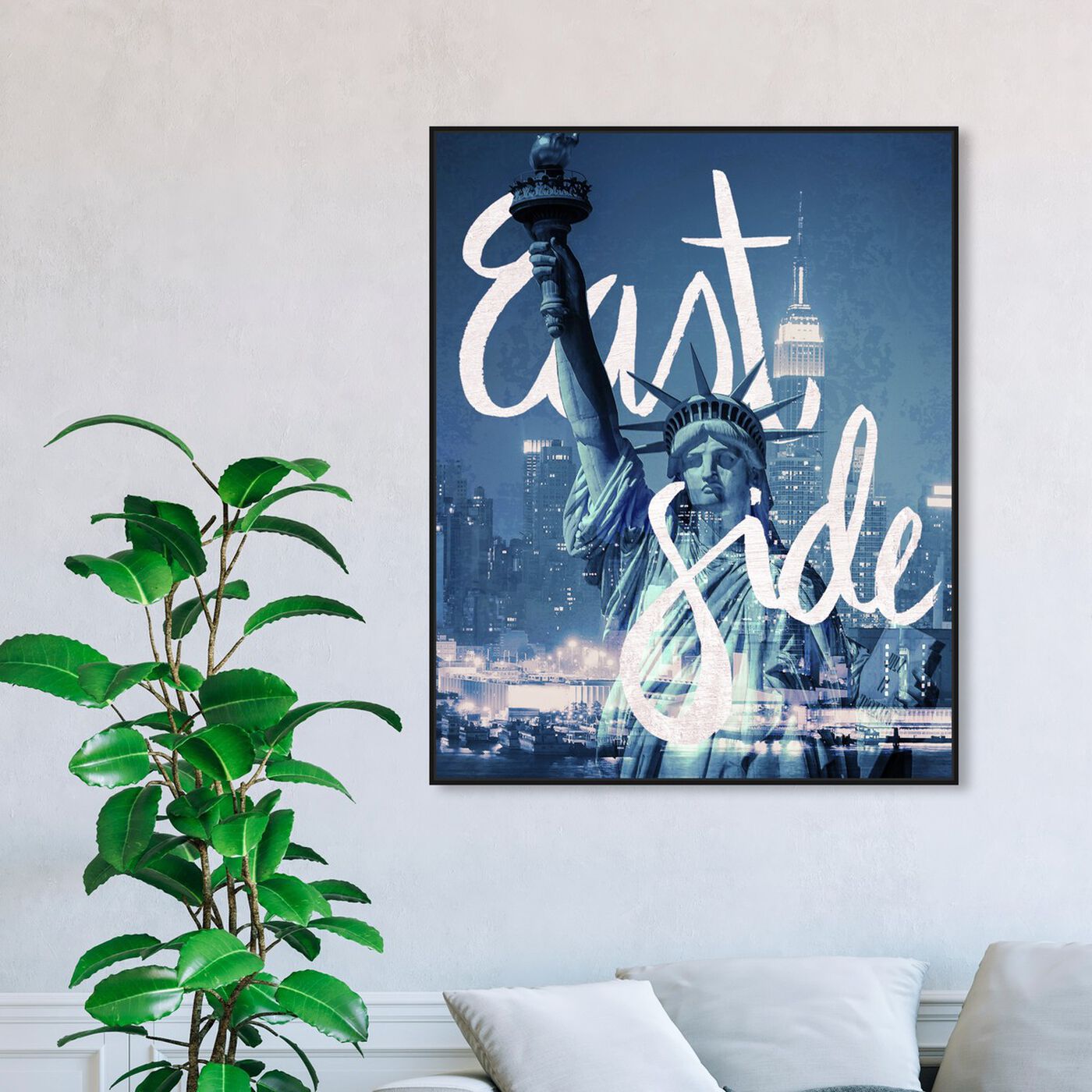 Hanging view of East Side featuring cities and skylines and united states cities art.