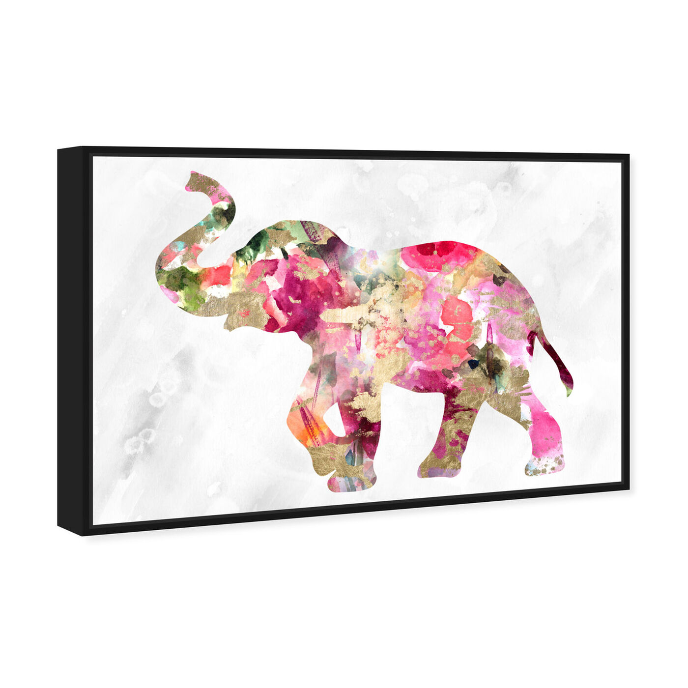 Angled view of Elephant Floral featuring animals and zoo and wild animals art.