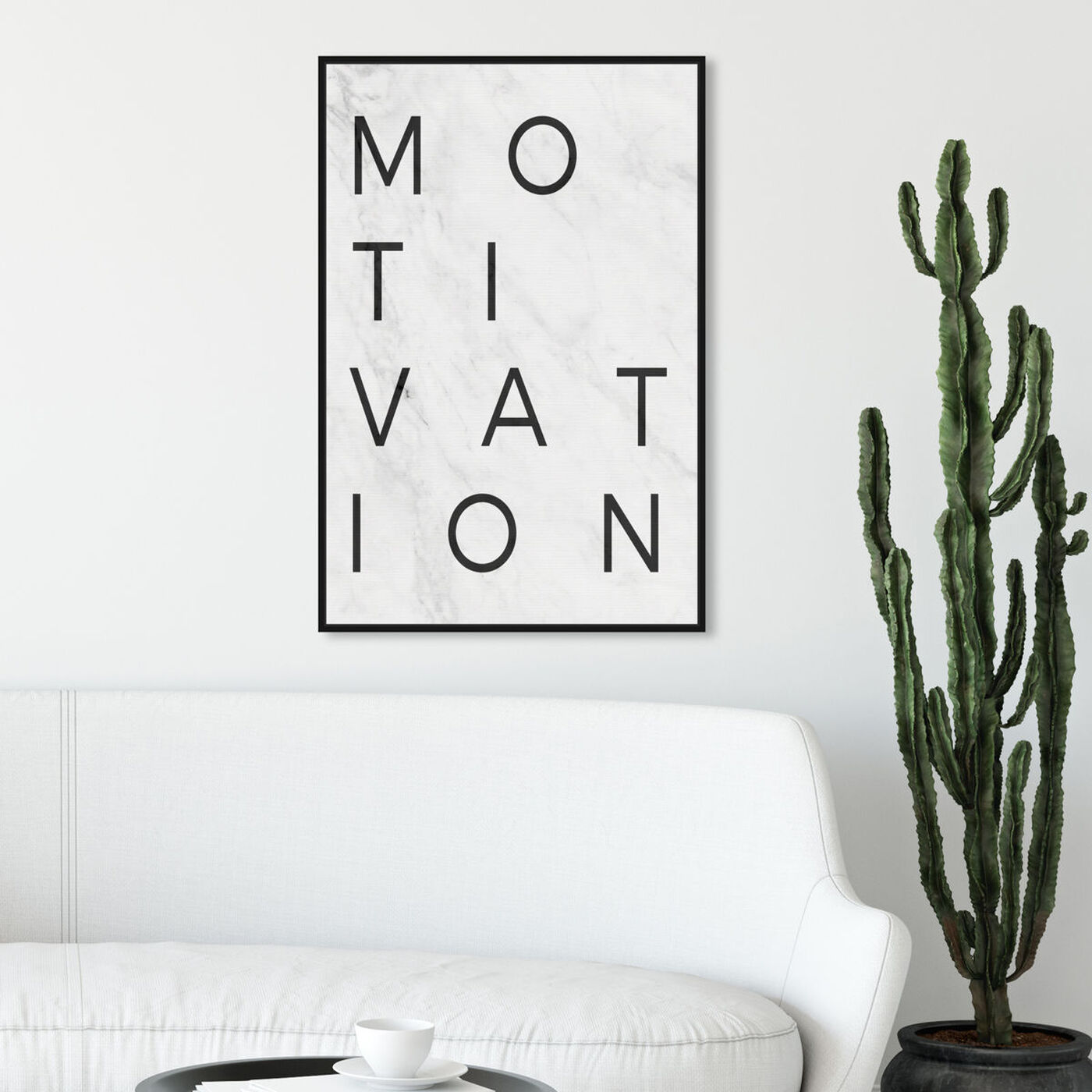 Hanging view of Motivation Minimalist Marble Paper featuring typography and quotes and motivational quotes and sayings art.
