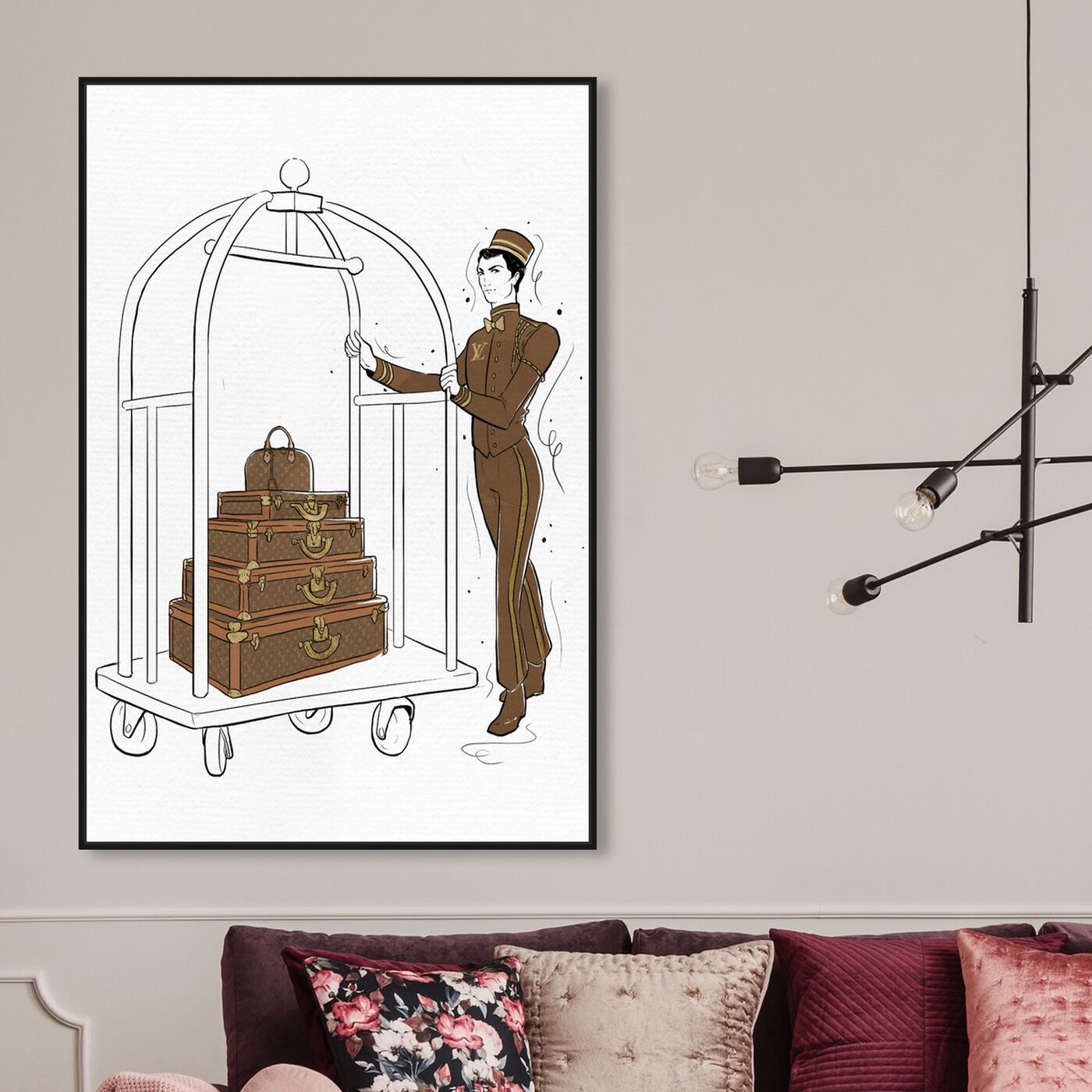 Hanging view of Luggage Lobby Boy featuring fashion and glam and travel essentials art.