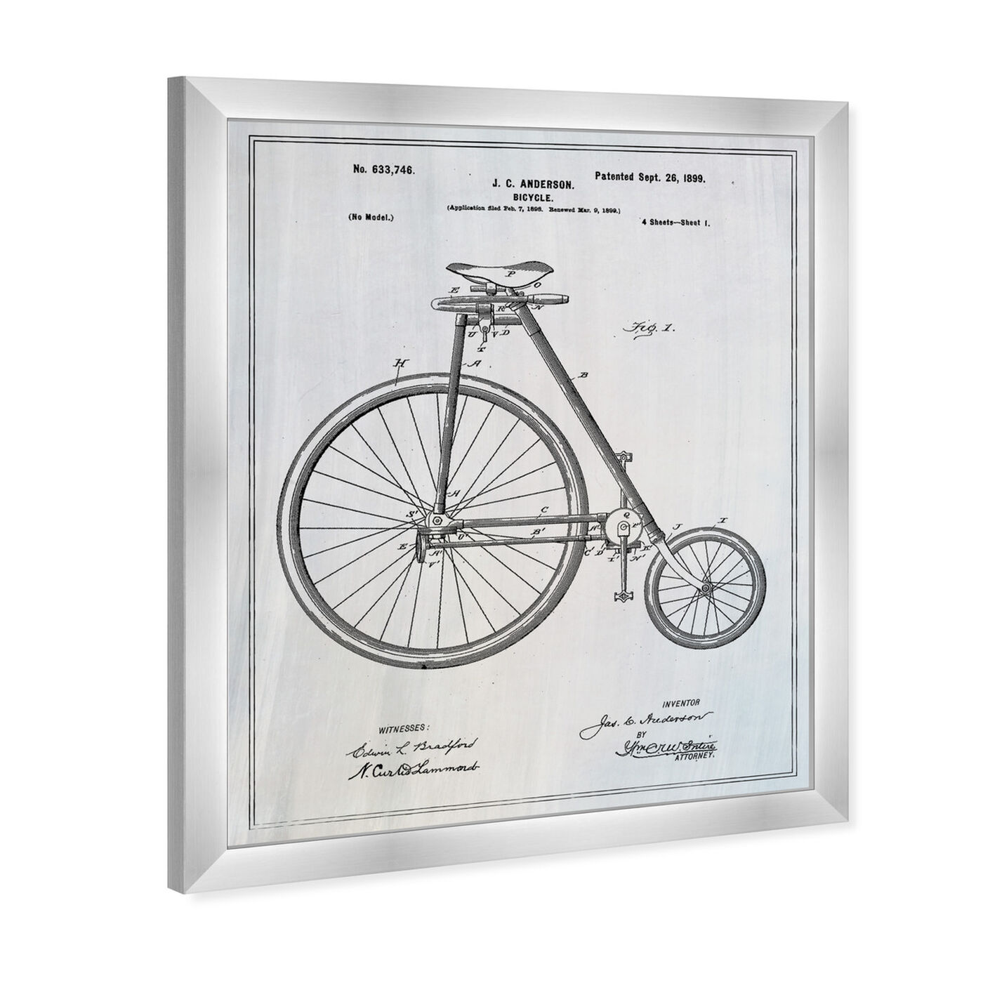 Angled view of Bicycle 1899 featuring transportation and bicycles art.