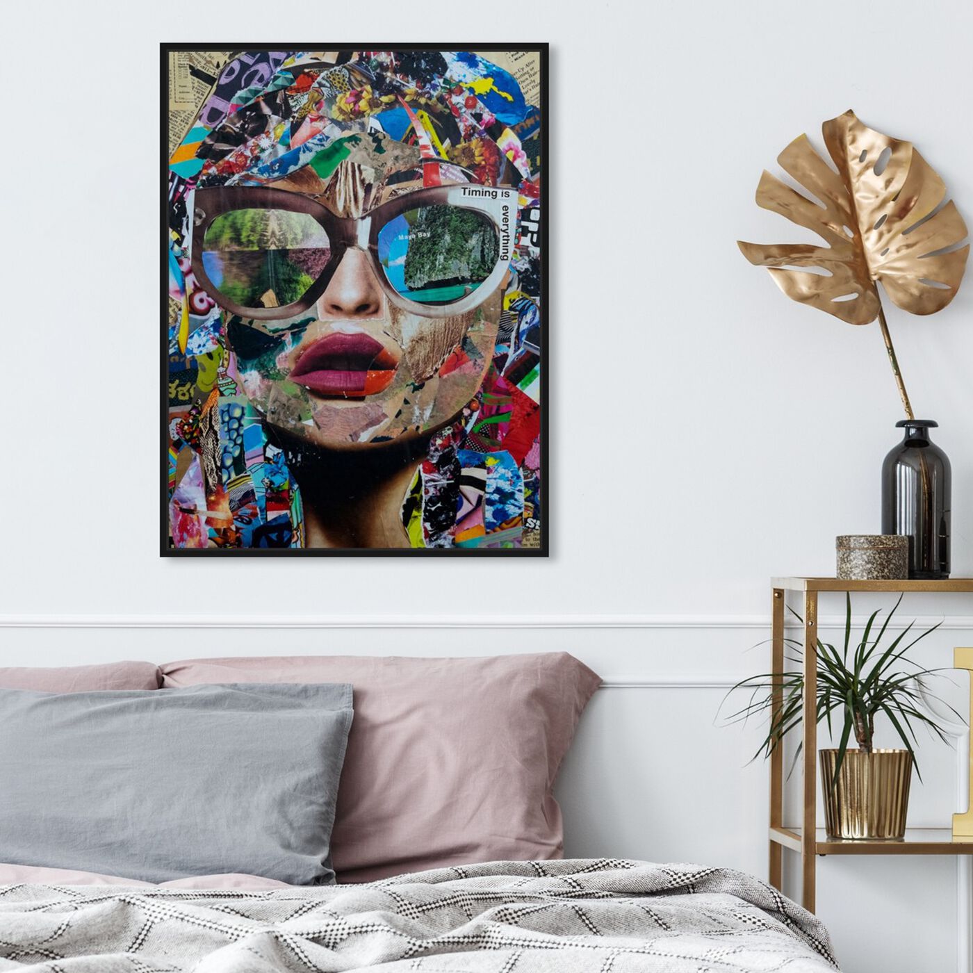 Hanging view of Timing is Everything by Katy Hirschfeld II featuring fashion and glam and portraits art.