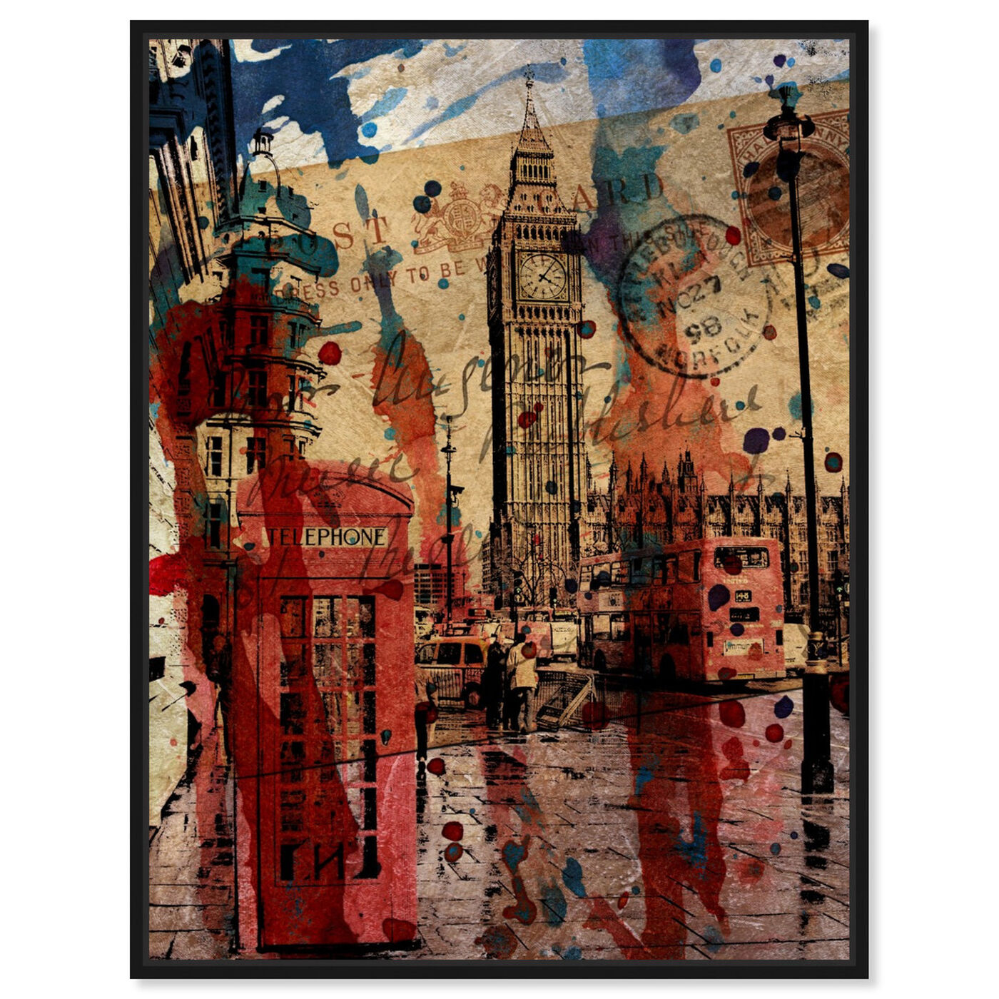 Front view of London in Red featuring cities and skylines and european cities art.