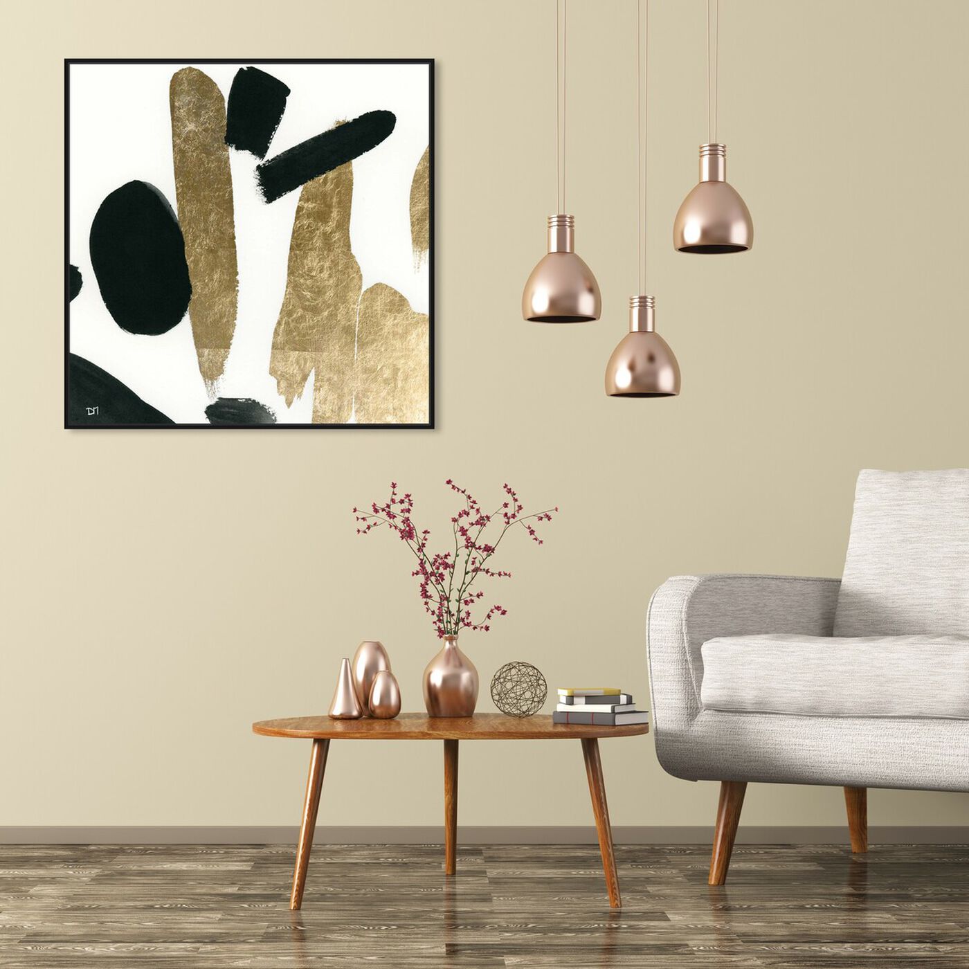 Hanging view of Big Gold featuring abstract and paint art.
