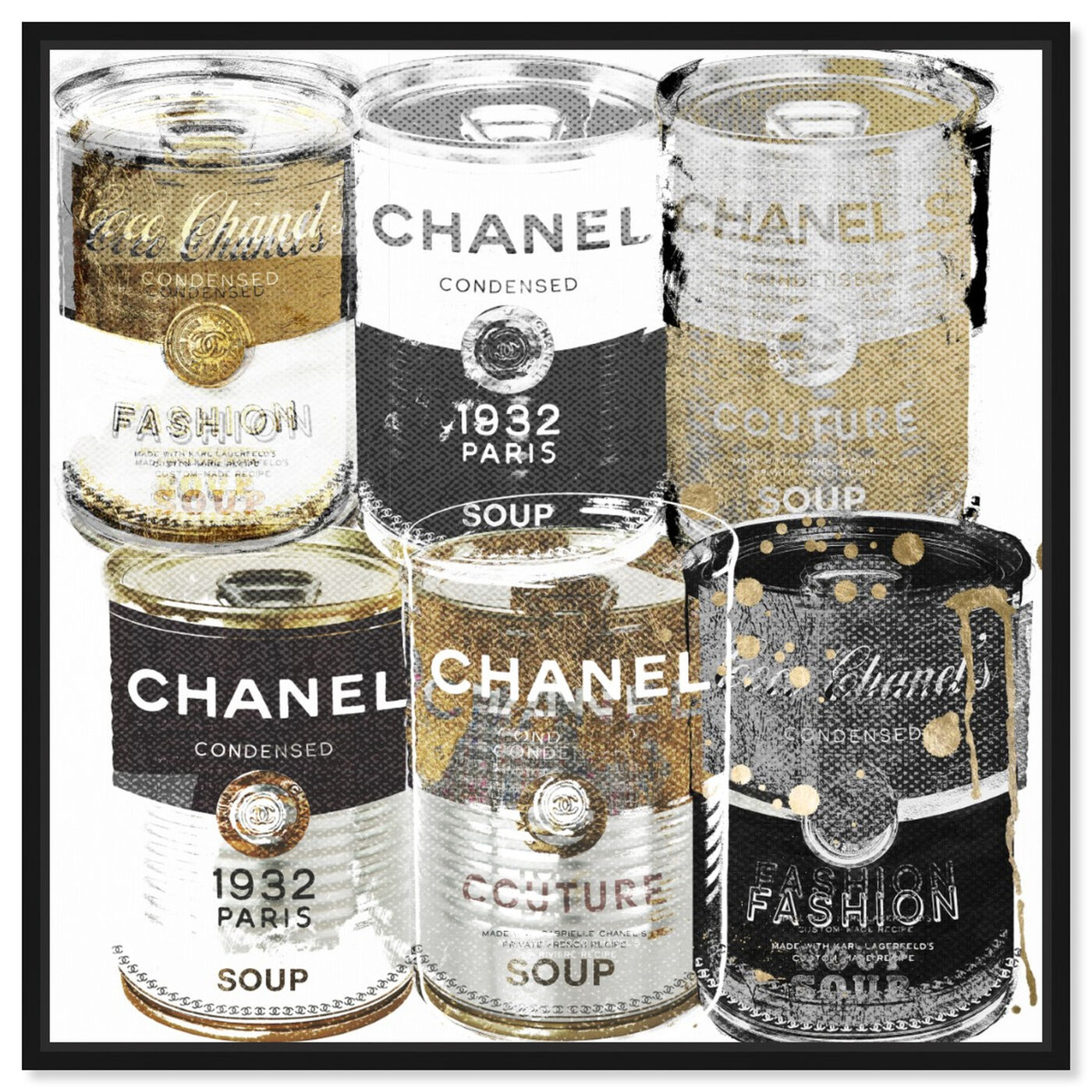 Front view of Fashion Soup Pantry featuring fashion and glam and soup can art.