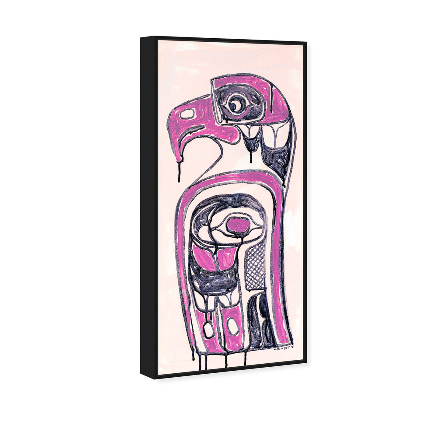 Angled view of Celery Jones - Ornate Totem Magenta featuring symbols and objects and mystic symbols art.