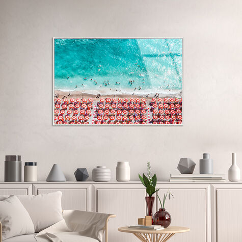 Paradise Beach Umbrellas - Framed Acrylic Art