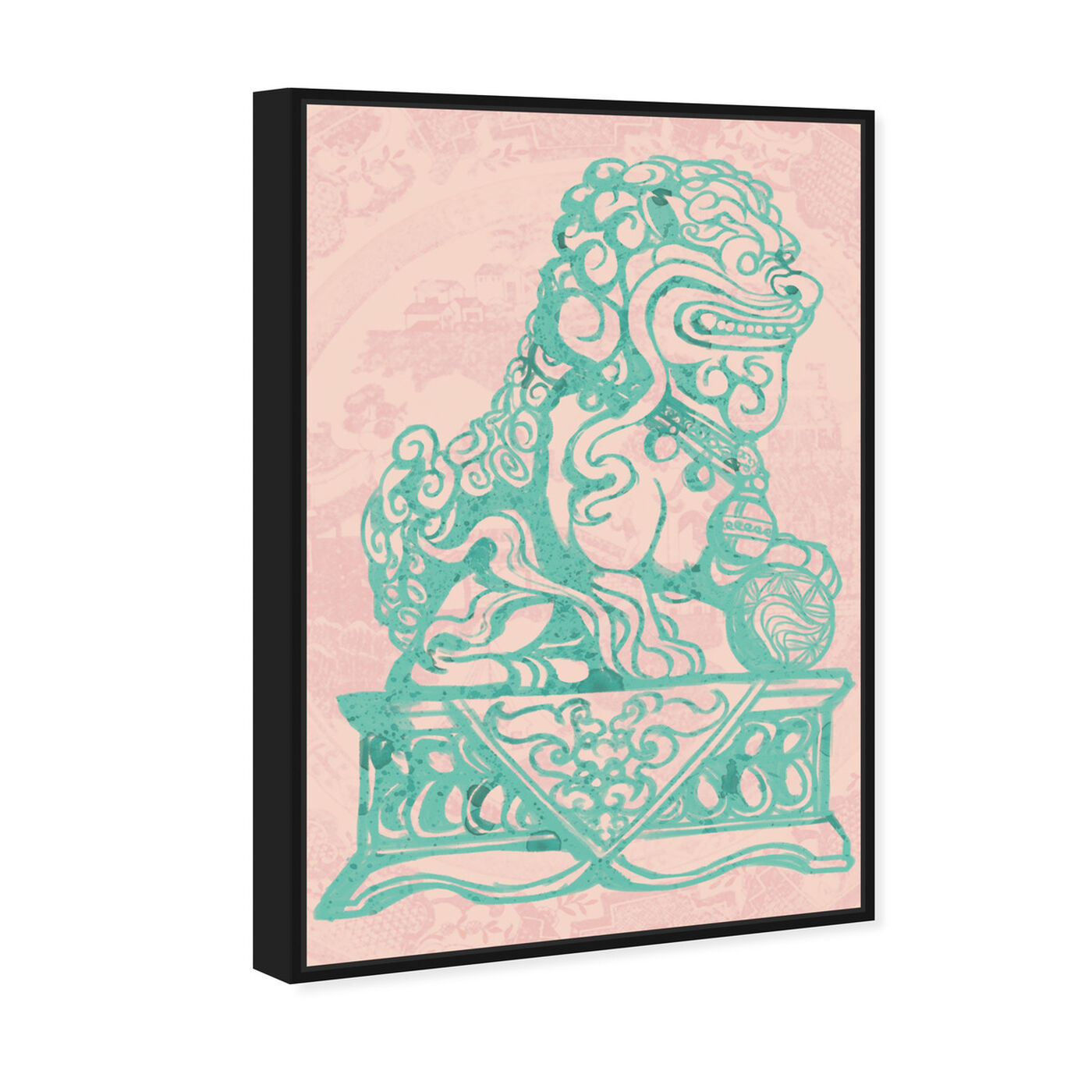 Angled view of Foo Dog Rose featuring world and countries and asian cultures art.