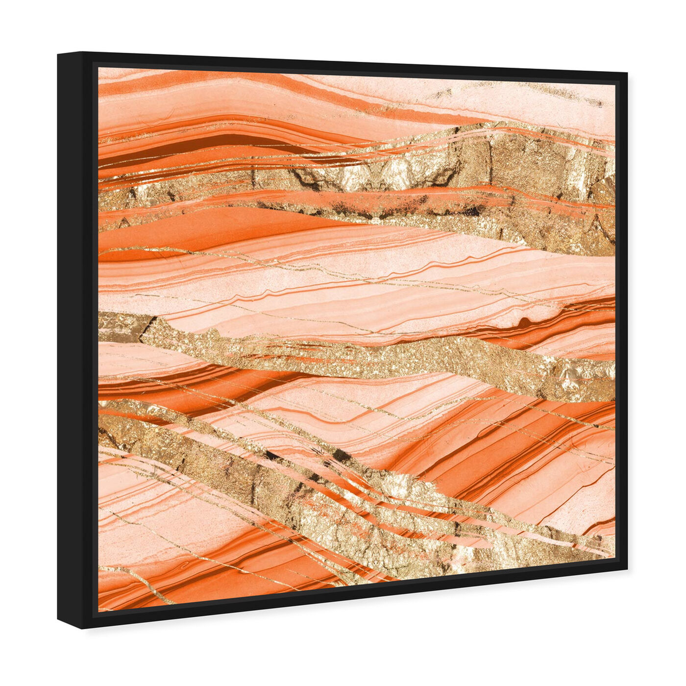 Angled view of Sand Dunes Gold featuring abstract and crystals art.