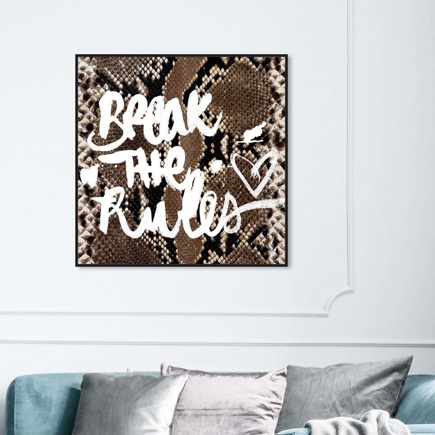 Hanging view of Break the Rules  featuring typography and quotes and motivational quotes and sayings art.