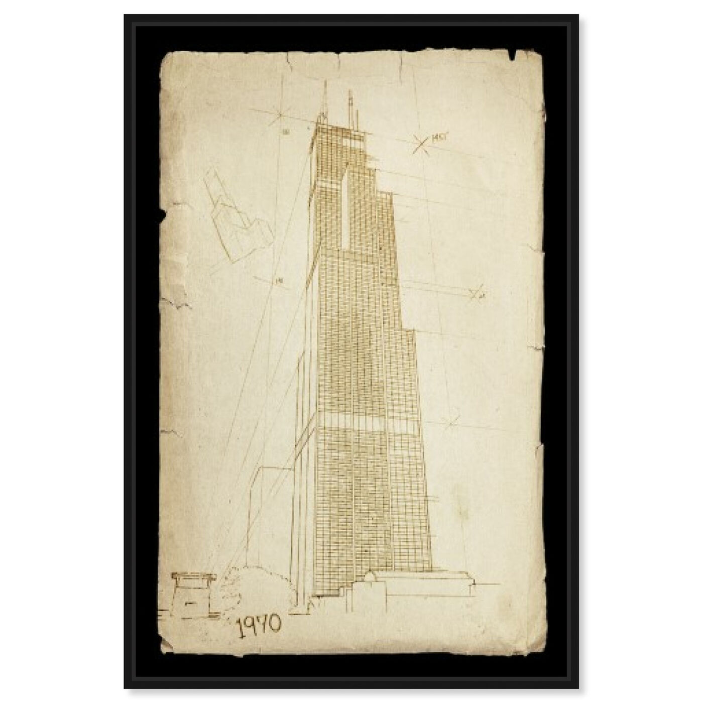 Front view of Willis Tower 1970 featuring architecture and buildings and united states buildings art.