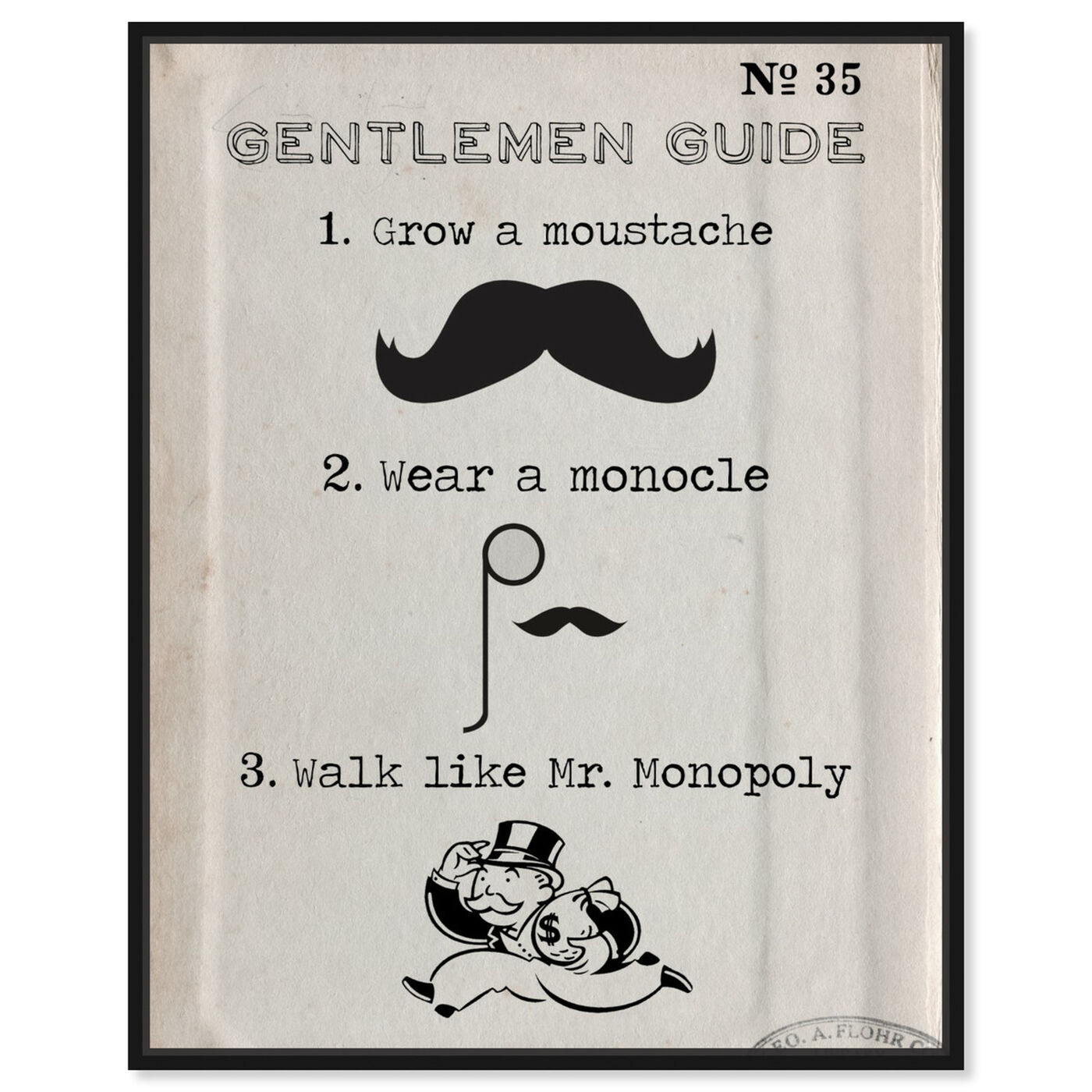 Front view of Gentlemen Guide featuring typography and quotes and funny quotes and sayings art.