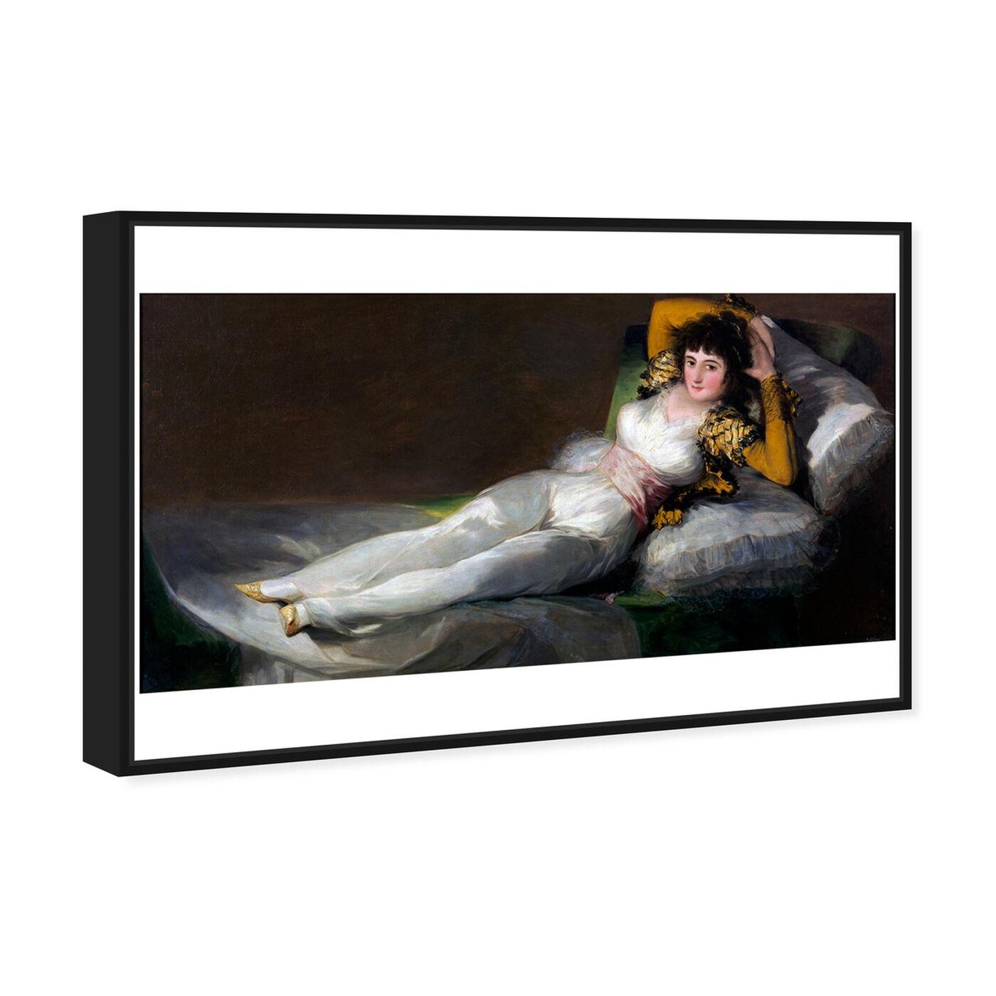 Angled view of Goya - La Maja Vestida featuring classic and figurative and renaissance art.