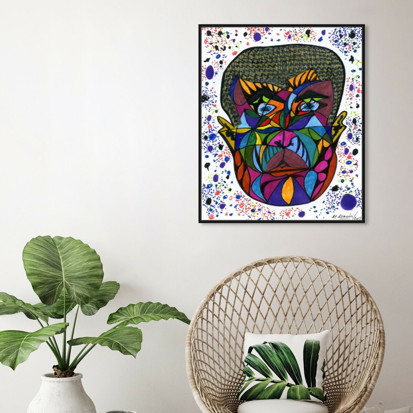 Hanging view of His Face featuring abstract and shapes art.