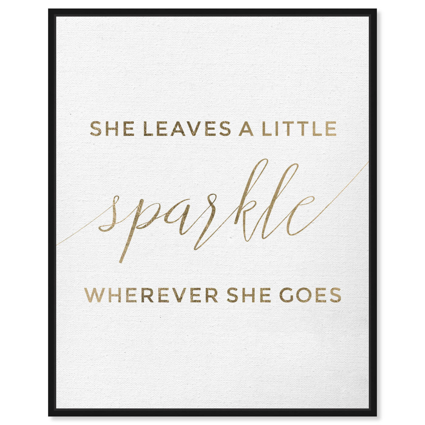 Front view of She Leaves a Little Sparkle - White featuring typography and quotes and empowered women quotes and sayings art.