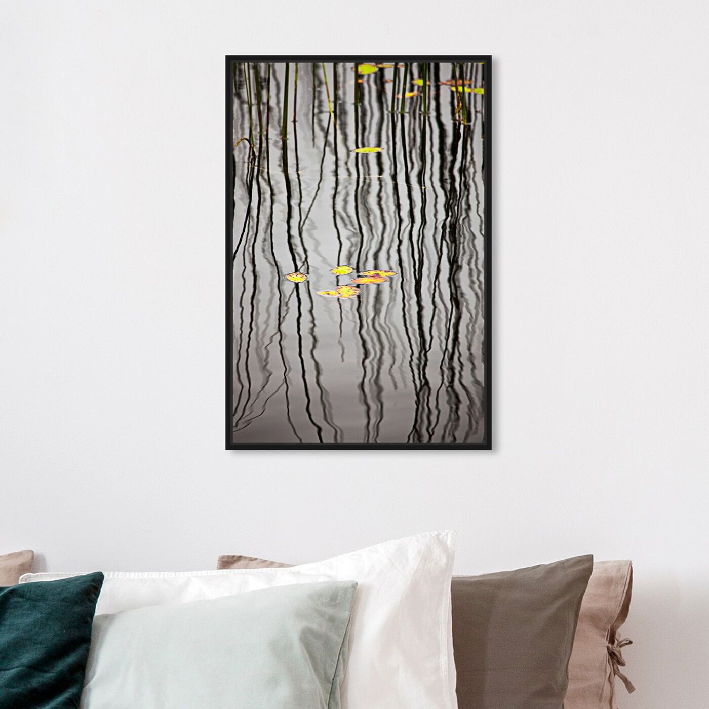 Hanging view of Lily Pads and Reflections by David Fleetham featuring nature and landscape and nature art.