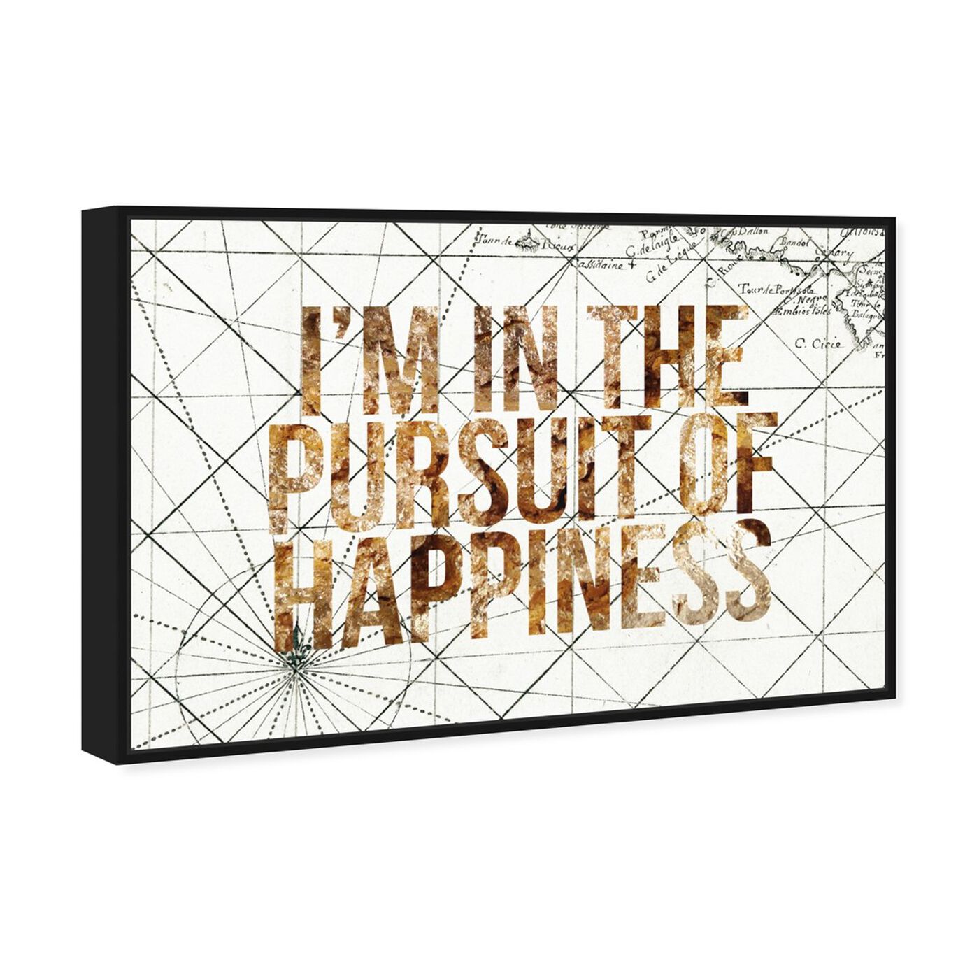 Angled view of Pursuit of Happiness featuring typography and quotes and inspirational quotes and sayings art.